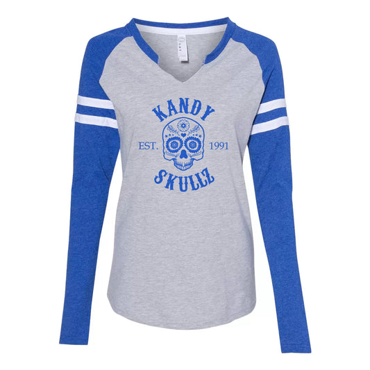 Womens Kandy Skullz long sleeve v-neck